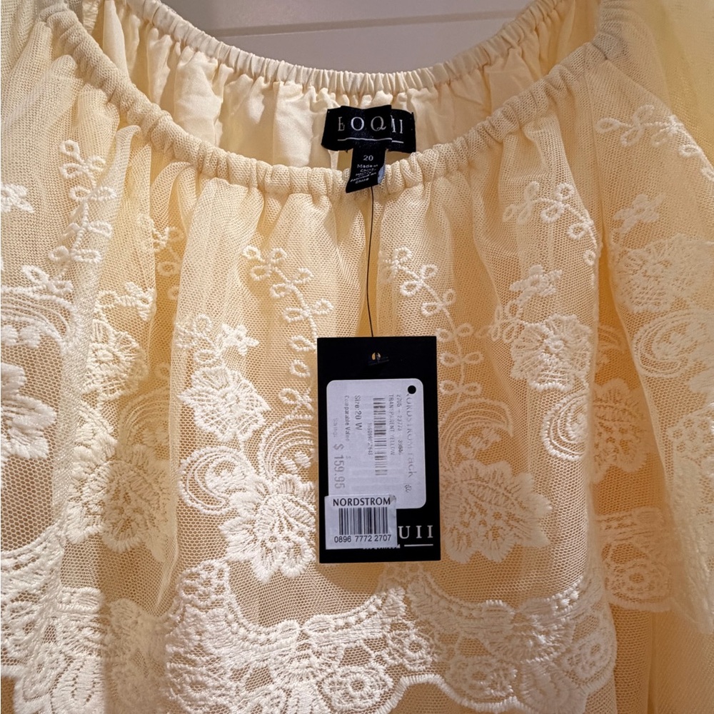Eloquii Lace Tiered Dress Pale Yellow 20W - Picture 5 of 6